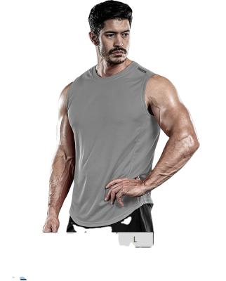 China Anti-wrinkle Men's T-shirts Masks Crew Neck Active Quick Dry T-shirts Gym Vest Sport Running Round Running Pure Cotton Sleeveless T-shirt for sale