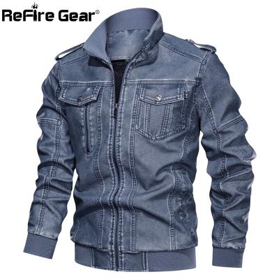 China Military Male Autumn Warm Vintage Casual Bomber Tactical Jacket Coats Men's Motorcycle Winter Gear ReFire Pilot Windproof Leather Jackets for sale