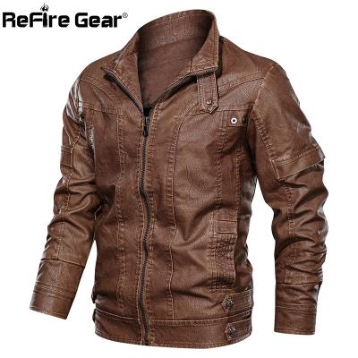 China Leather Jackets Men Pockets Pilot Winter Multi Tactical Windproof Army Military Jackets PU Bomber Vintage Gear ReFire Warm Windproof Coats for sale