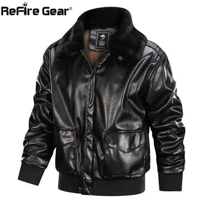 China Leather Jackets Men Army Soldiers Waterproof Tactical Military Pilot Jackets MA-1 ReFire Winter Gear PU Leather Jackets Fur Collar Thick Coats for sale