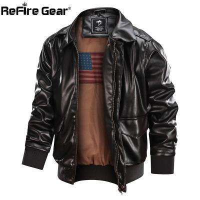 China ReFire Speed ​​MA-1 Faux Leather Jackets Men Winter Waterproof Military Pilot Bomber Casual Thick Pu Leather Jacket Tactical Police Coats for sale