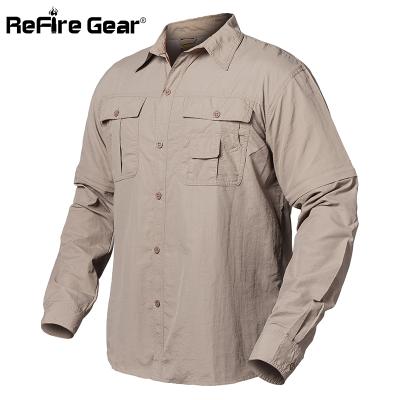 China QUICK DRY Tactical Shirt Men's Tactical Spring Cargo Pockets ReFire ReFire Sleeve Breathable Removable Long Sleeve Shirts Men's Summer Army Gear for sale