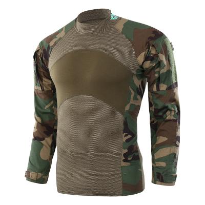 China New Breathable Army Combat T-shirt Men HIT Airsoft Camouflage Shirt Long Sleeve Soldiers Military Tactical T-shirt O Neck Slim Camouflage Shirt for sale