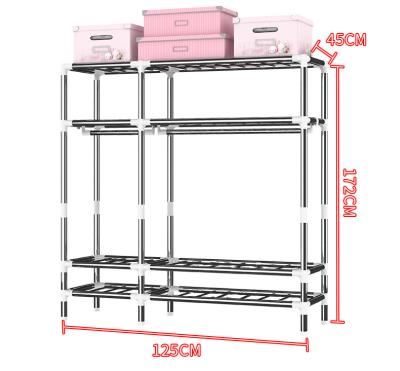 China Set Adjustable Easy Folding (Waist) Bedroom Clothes Storage Metal Steel Pipe Color Cloth Closet Wardrobe Hanging Wardrobe for sale