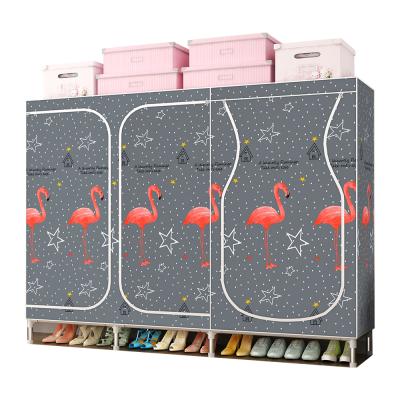 China Eco - Friendly Large Manual Portable Fabric Clothes Plastic Wardrobe Closet Furniture Closet H1903 for sale