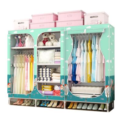 China Eco - Friendly Large Manual Portable Fabric Clothes Plastic Wardrobe Closet Furniture Closet H1903 for sale