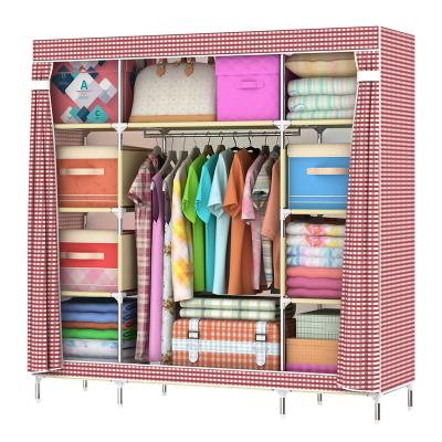 China Easy Assemble Modern Bedroom Oxford Cloth Wardrobe Fabric Home Storage Organization Design Furniture For Kids 1602T for sale