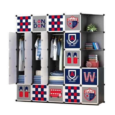 China UK Hot Selling Eco-Friendly OEM DIY Style Cube Plastic Wardrobe with Shoe Rack for Bedroom Living Cloth Storage Foldable for sale