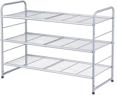 China Simple Design 3-Tier Adjustable Stackable Shoe Rack Expandable Mesh Shelf Storage Organizer Wire (Size) Grid for sale