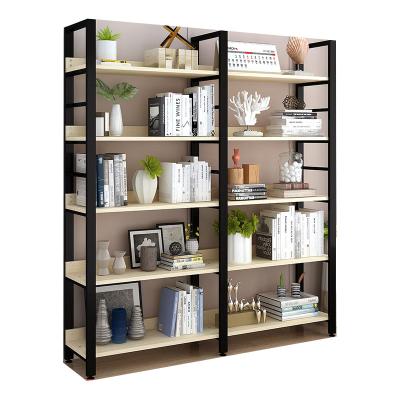 China Modern Style Adjustable Bookcase Book Shelves (Height) Vintage Wood and Metal Shelf Thick Wood MDF for sale