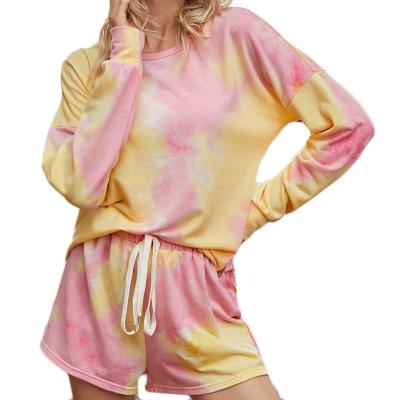 China 2022 Winter Sleepwear QUICK DRY Long Sleeve Autumn Popular New Tie Dye Pajamas Women Casual Wear for sale