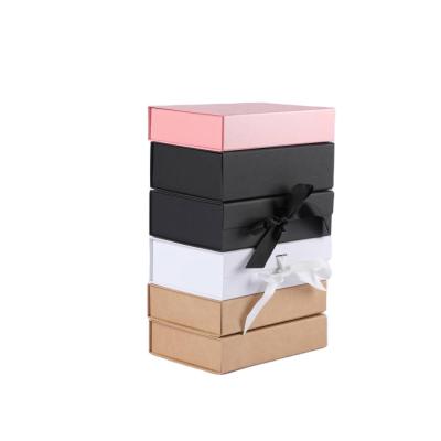 China Recyclable Custom Printed Cardboard Folding Luxury Paper Boxes Design Your Logo Packaging Black Magnetic Gift Box for sale