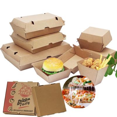 China Recycled Materials Wholesale Eco 12 14 15 18 Inch 35cm Corrugated Fries Hamburger Packaging Custom Printed Round Kraft Paper Pizza Boxes With Logo for sale