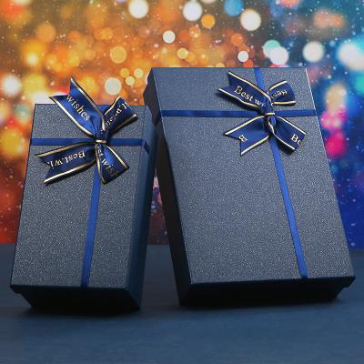 China Recyclable Gift Kraft Paper Box Custom Stain Blue Valentine's Day Gift Box for sale