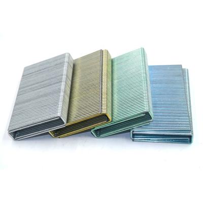 China 12.6MM Flat Steel U Shaped Flooring 15GA Clip Galvanized Wood Staples for sale