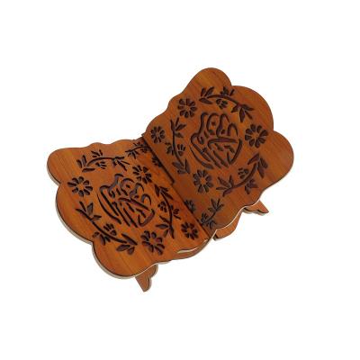 China Beautiful Arabic Wooden Quran Wooden Shelf Muslim Islamic Carving for sale