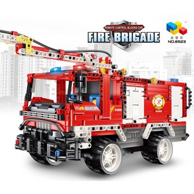 China DIY PLAY 2020 New Arrival 2.4G Remote Control Car Technic Fire Vehicle Building Block Truck Educational Toys For Children for sale