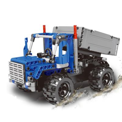 China DIY Brick 337PCS Remote Control Building Car Ineering 2.4G 4ch 3.7V ABS Plastic DIY Building Block RC Dump Truck With USB for sale