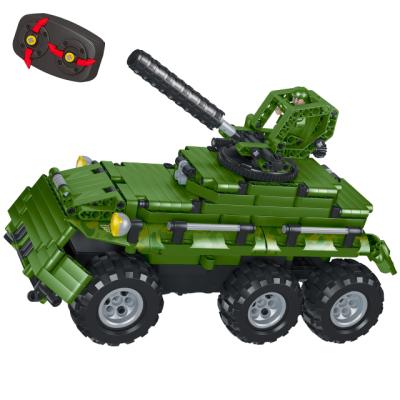 China Newest DIY Building Brick Technic legostyle Block 2.4G Tank And Car Toy 2 IN 1 Assembly Diy Army Building Blocks for sale