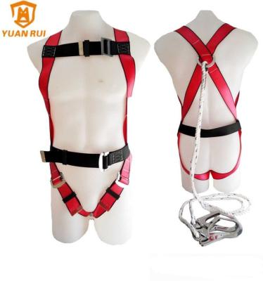 China Fall Protection Equipment Full Body Harness Safety with Double Rope Lanyard in Red/Black for sale