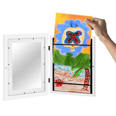 China Advertising Hot Selling Colorful Pine Changeable Handwork Kids Front Opening Children Art Wooden Frame for sale