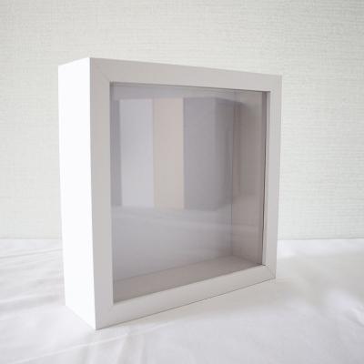 China Decorative deep photo sight wholesale with shadow box 12 x12 glass white sight memorial holiday shade box sight for sale