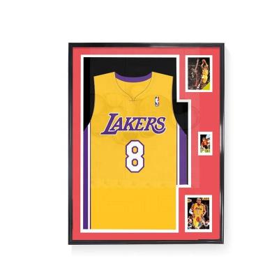 China Decorative Photo Frame and Shadow Box Frame Wooden MDF Sports Tank Top Frame Display Case Basketball Tank Tops for sale