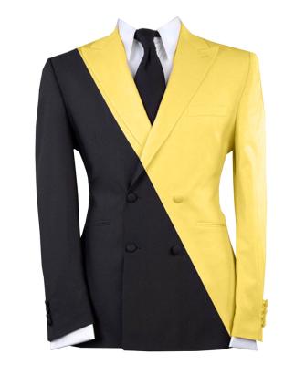 China Anti-Wrinkle Patchwork Design Peaked Lapel Mens Suits Cross Breasted Male Slim Fit Blazer 2 Pcs Wear Prom Tuxedos Terno Groom Wedding Suits for sale