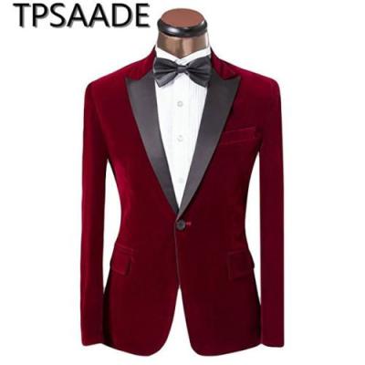 China 2022 New Arrival Mens Breathable Velvet Peaked Lapel Tuxedos Casual Blazer Slim Fit Custom Groom Wedding Just Wear Jacket for sale