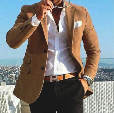 China Newest Waterproof Brown Tweed Suits Mens Blazer Business Smart Casual Tuxedos Male Blazer To Wedding Street Winter Slim Fit Jacket for sale