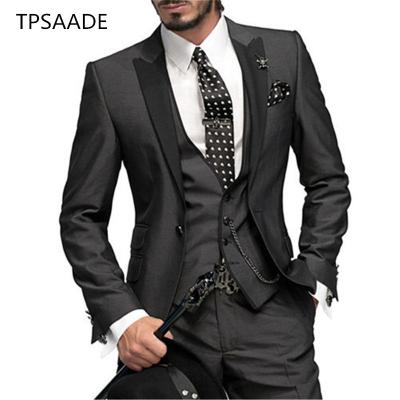 China Black Peaked Men's Thin Thin Slim Fit Mens Lapel Suit Homme Lapel Breathable Suits 3 Pieces WPY032 for sale