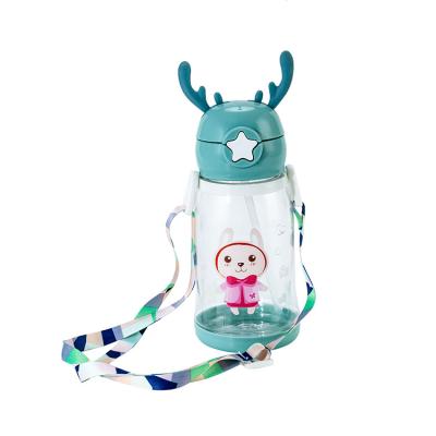 China High Quality Viable Custom Kids Cute 600ml With Straw Plastic Water Bottle Kids Cups for sale