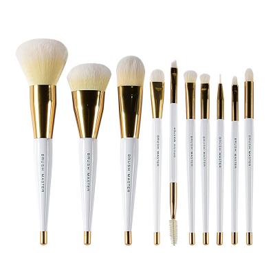 China Reusable Wooden Handle Makeup Brushes 10PCS Synthetic Hair Makeup Brush Professional Beauty Makeup Brush Set for sale