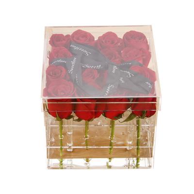 China Rose Luxury Natural Fresh Gift Customized Transparent Acrylic Box Preserved Rose Gift Box For Christmas for sale