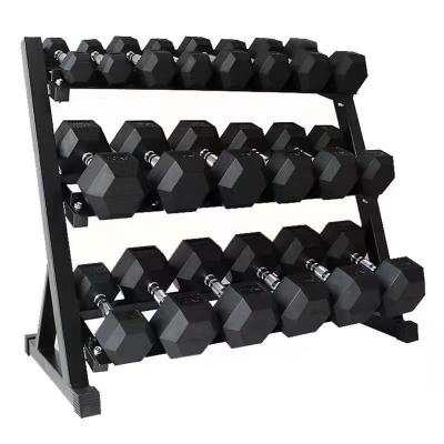 China Universal Wholesale Hexagon Dumbbell Set Dumbbell Gym Adjustable Rubber Dumbbell 2.5kg to 50kg for sale