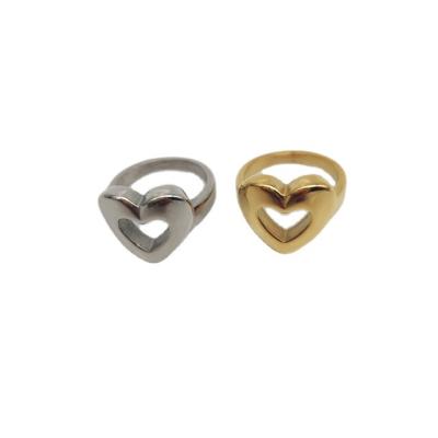 China FASHIONABLE Custom Bald Seal Ring High Quality Love Heart Gold Rings Stainless Steel Heart PVD Plated Rings for sale