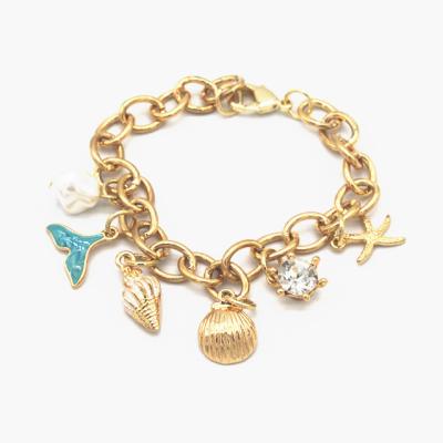 China 2020 Trendy New Wholesale Gold Plated Custom Charm Bracelets Chain Design Sealife Charm Bracelet For Women Girls for sale