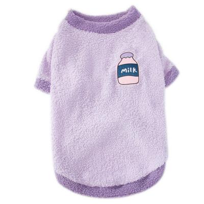 China New Sustainable High End Soft Purple Granular Velvet Knitted Dog Autumn List Milk Sweater for sale