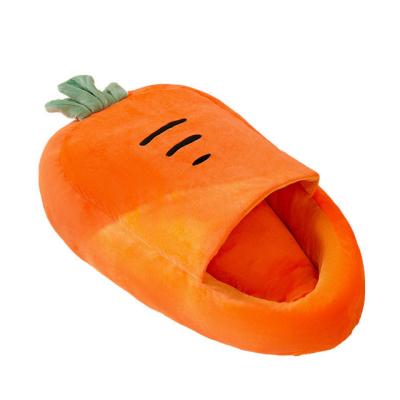 China Quality Unique Carrots Plush PP Cotton Cat Pet Cave Bed Sofa Breathable Guaranteed Short Pet Bed for sale