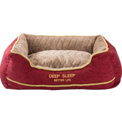 China Wholesale High Quality Eco-friendly Breathable Luxury Pet Mat Bed House Soft Brown Fabric Red Type for sale