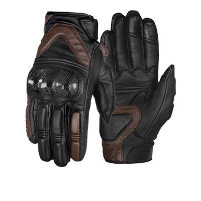 China VEMAR Retro Full Finger Men's Leather Motorcycle Gloves Breathable Carbon Fiber Motorcycle Guante Off-Road Racing Riding Gloves for sale