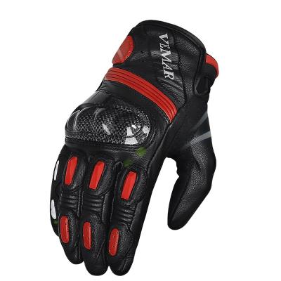 China Vemar Carbon Fiber Hard Leather Full Finger Shell Summer Motorcycle Gloves Men Offroad Motorcycle Racing Riding Gloves for sale