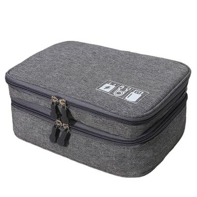 China Stock Custom Logo Waterproof Travel Organizer Bag Three Layer Digital Electronics Instrument Cable Storage Bag Electronics Accessories for sale