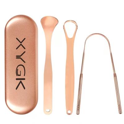 China 2021 Oral Hygiene Effectively Clean Tongue Cleaning Stainless Steel Tongue Cleaner Copper Tongue Scraper For Fresher Breath TS-098 for sale