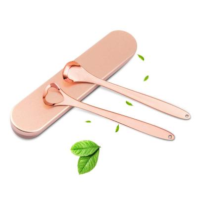 China 2021 Oral Hygiene Effectively Clean Tongue Cleaning Stainless Steel Tongue Cleaner Copper Tongue Scraper For Fresher Breath TS-058 for sale