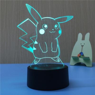 China ODM Cute Projector 3D Illusion Vision OEM USB Pokemon Battery Operated 7 Colors Changing Touch Sensor Kids 3D LED Night Light for sale