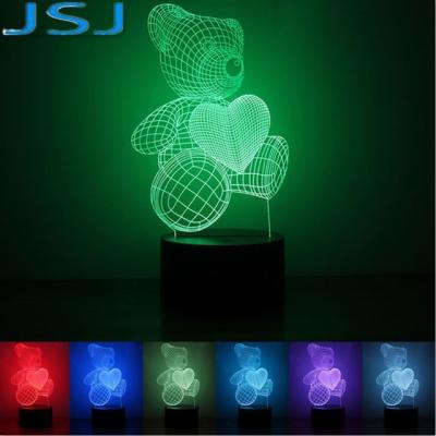 China 3D Optical Illusion Creative Vision 7 Colors Changing 3D Optical Illusion LED Smart Night Light Projector Children's Vision for sale