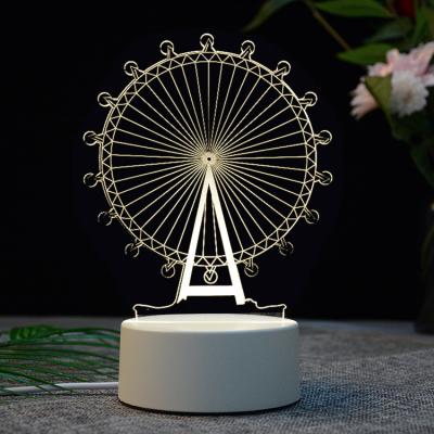 China Creative Optical 3D Illusion Vision Baby Room Decor 7 Colors Changing Touch Sensor White Round Based Creative 3D LED Illusion Lamp for sale