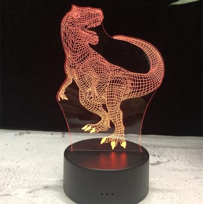 China 3D Illusion Vision 7 Colors Changing LED Light Source Dinosaur 3D Illusion Creative Children Baby Night Light for sale