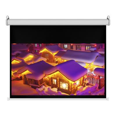 China Hot Selling Electric 100 Inch 16:9 Projection Screen For Home Theater HD Motorized Projector Screen for sale